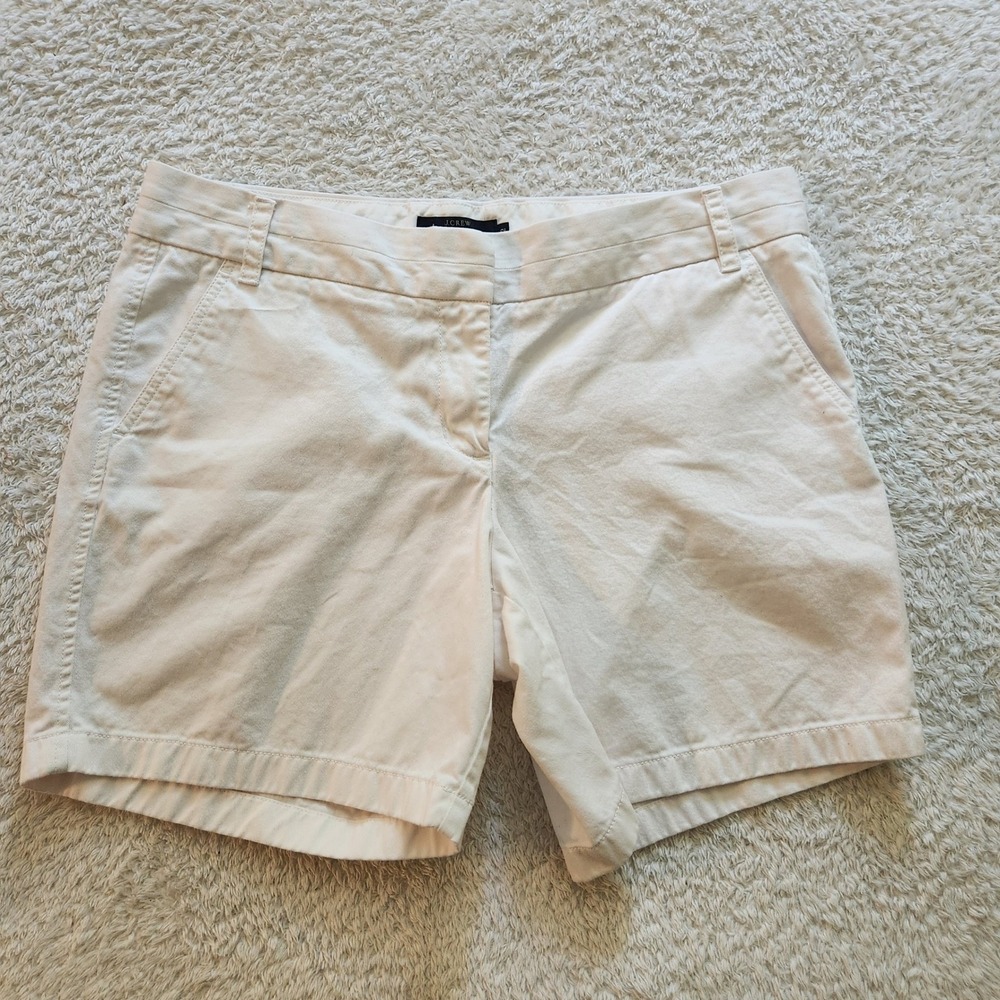 J. Crew Chino Shorts Women 12 Off White Cream 100% Cotton 7 Inch Inseam Classic